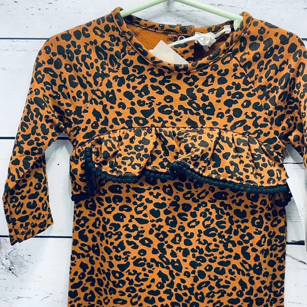 NEW Jessica Simpson Leopard Print Brown and Black Romper - Size 12months - Picture 2 of 9